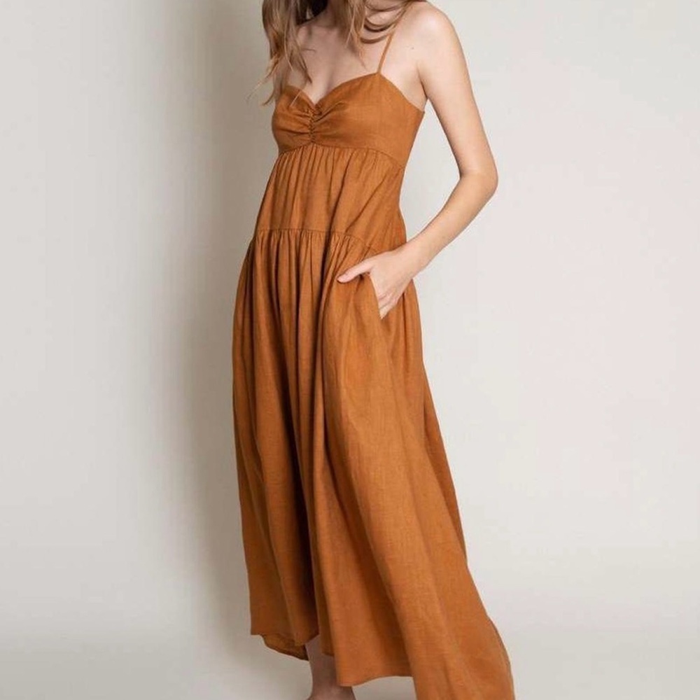 NERANESE Issa linen maxi dress S clementine EUC